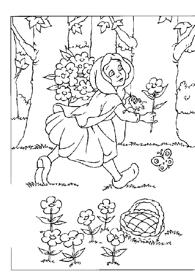 Plansa de colorat cu Scufita Rosie 43 38